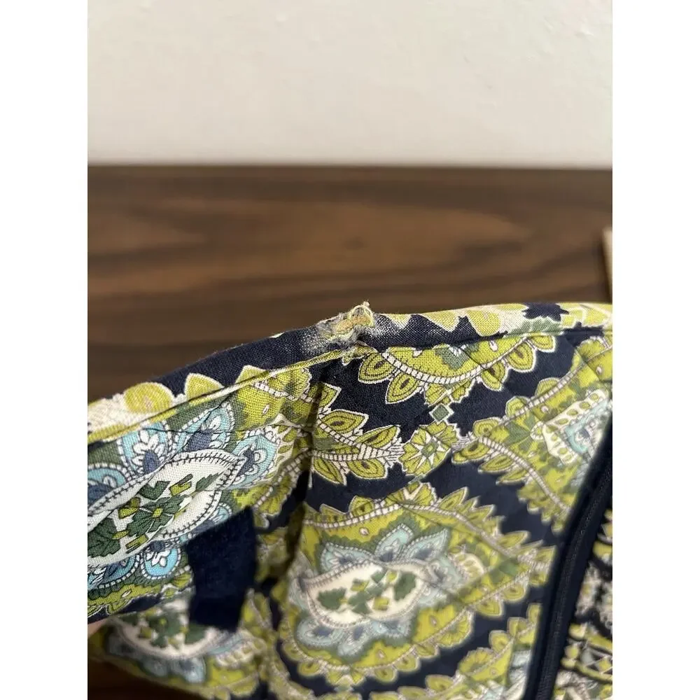 Vera Bradley Crossbody Trifold Wallet Purse Small Green Blue Paisley‎ Strap
